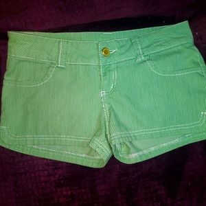 Women’s green & white striped shorts